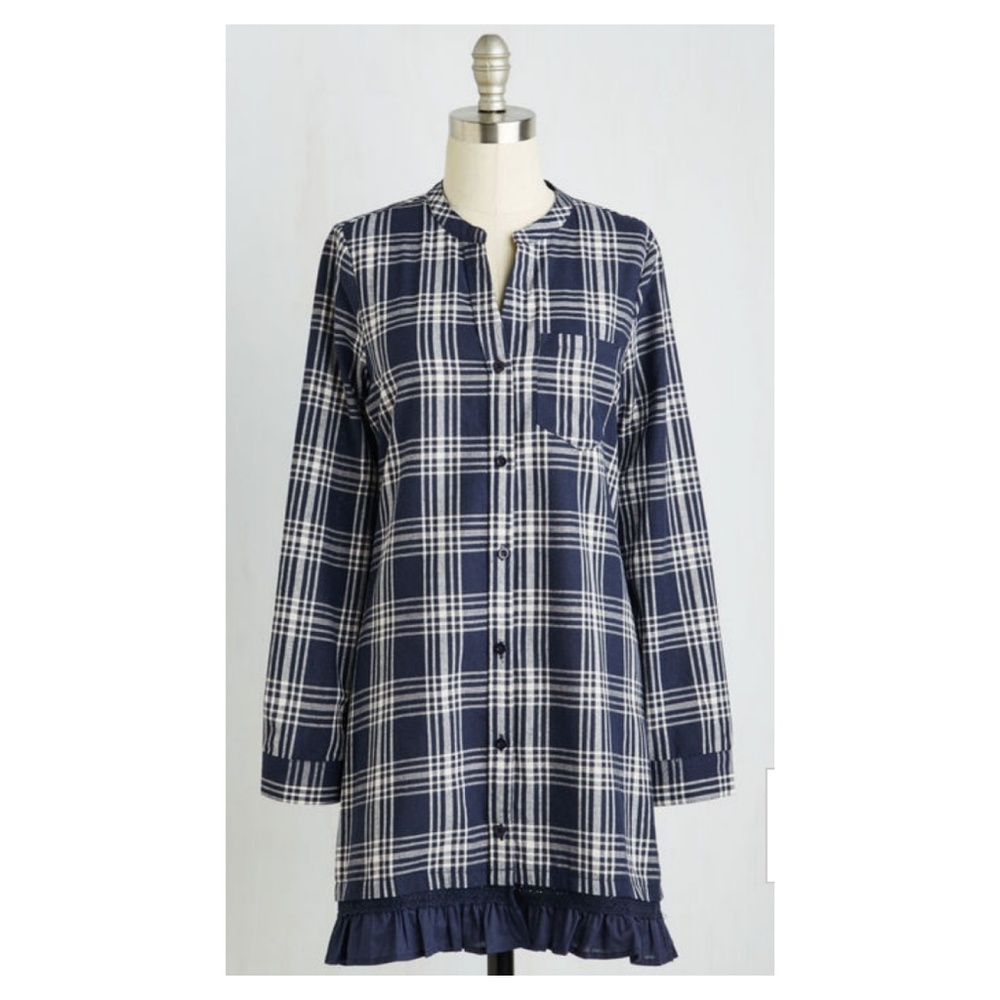 Sale ✨Modcloth Check Plaids Shirt Dress with Frill